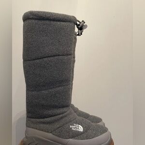 North Face Womens Heat Seeker 200 Fleece Boots Sz 8 Winter Tall Gray Snow